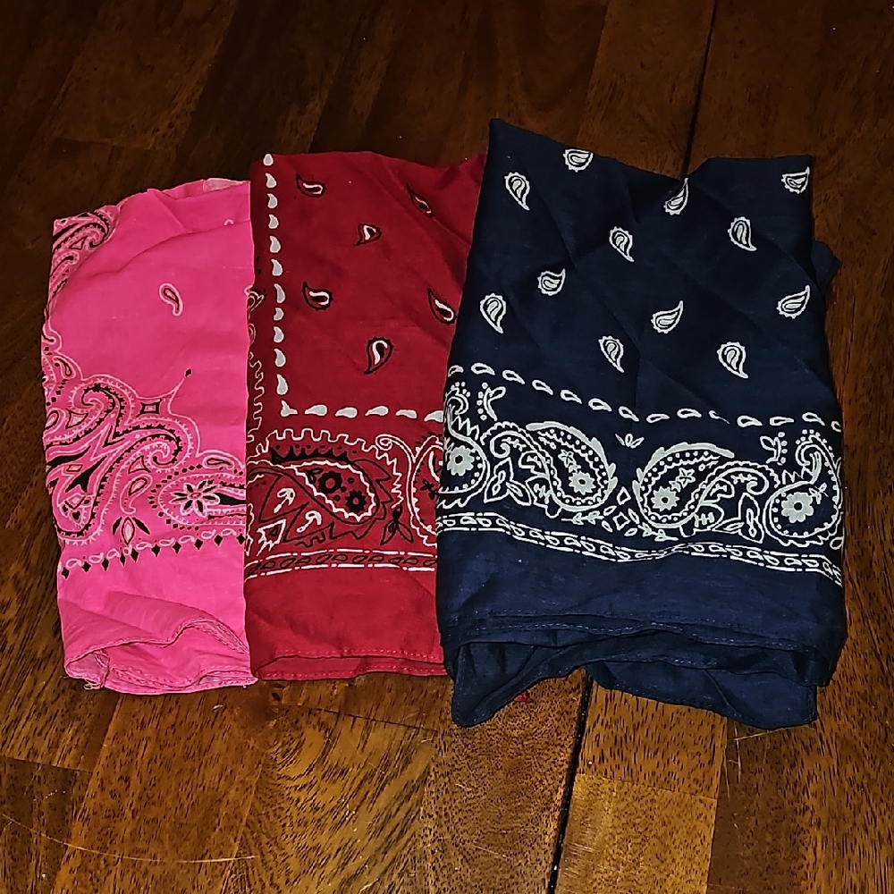 Paisley Bandana Set - Pink, Red, Blue, used